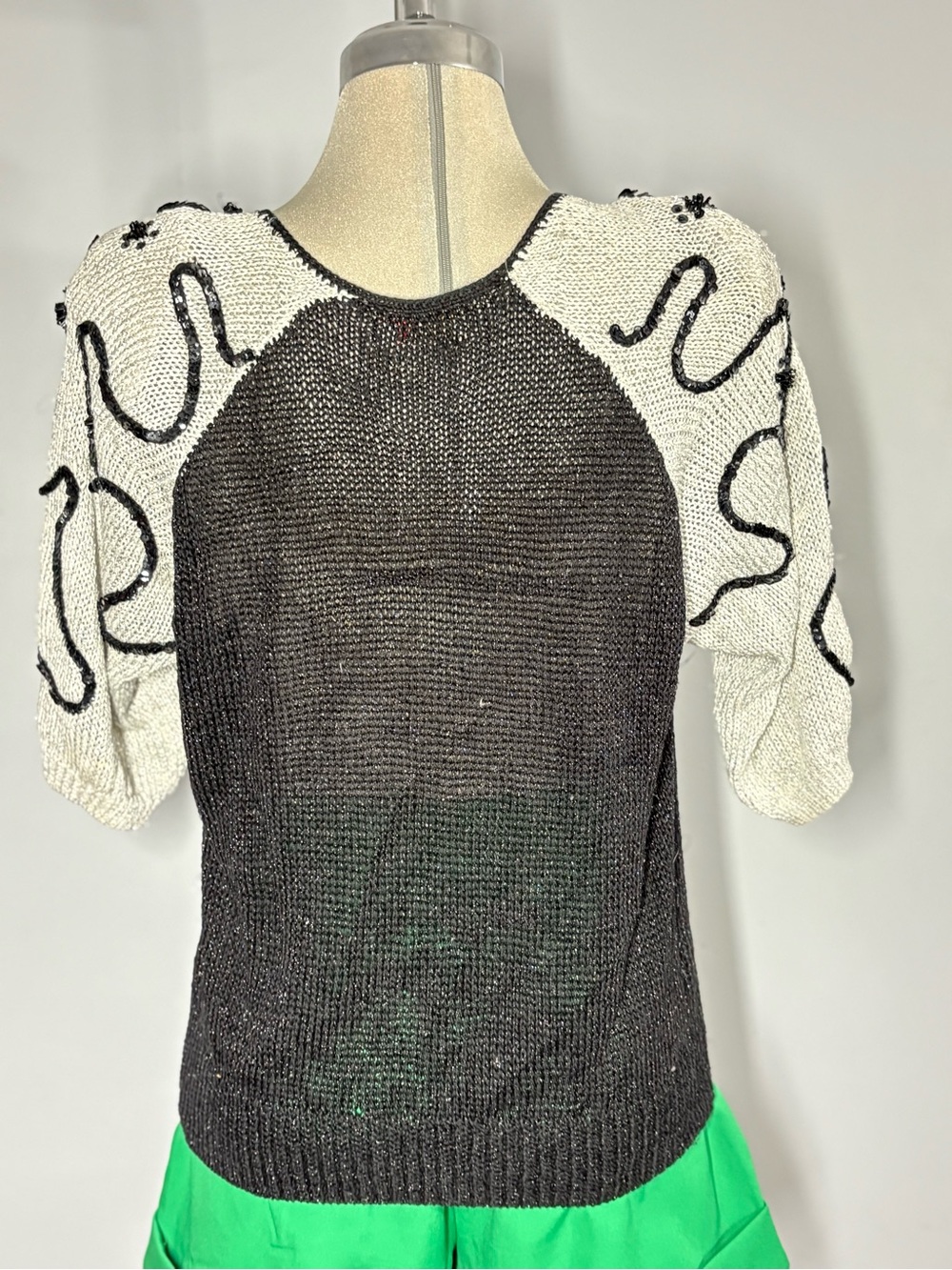 Black & White Short Sleeve Button-Front Knit Cardigan - Picture 8 of 12
